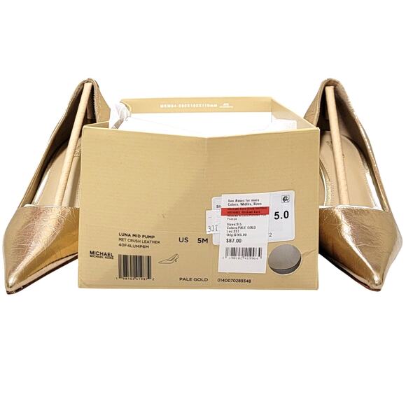 Michael Michael Kors Women Pump Heels Luna Mid Size US 5M Pale Gold Leather - Picture 5 of 5